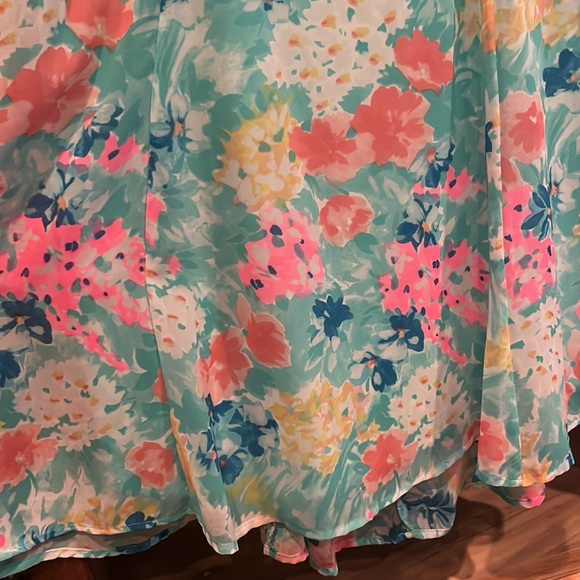 NWOT large fit and flare aqua and pink dress - Picture 6 of 10